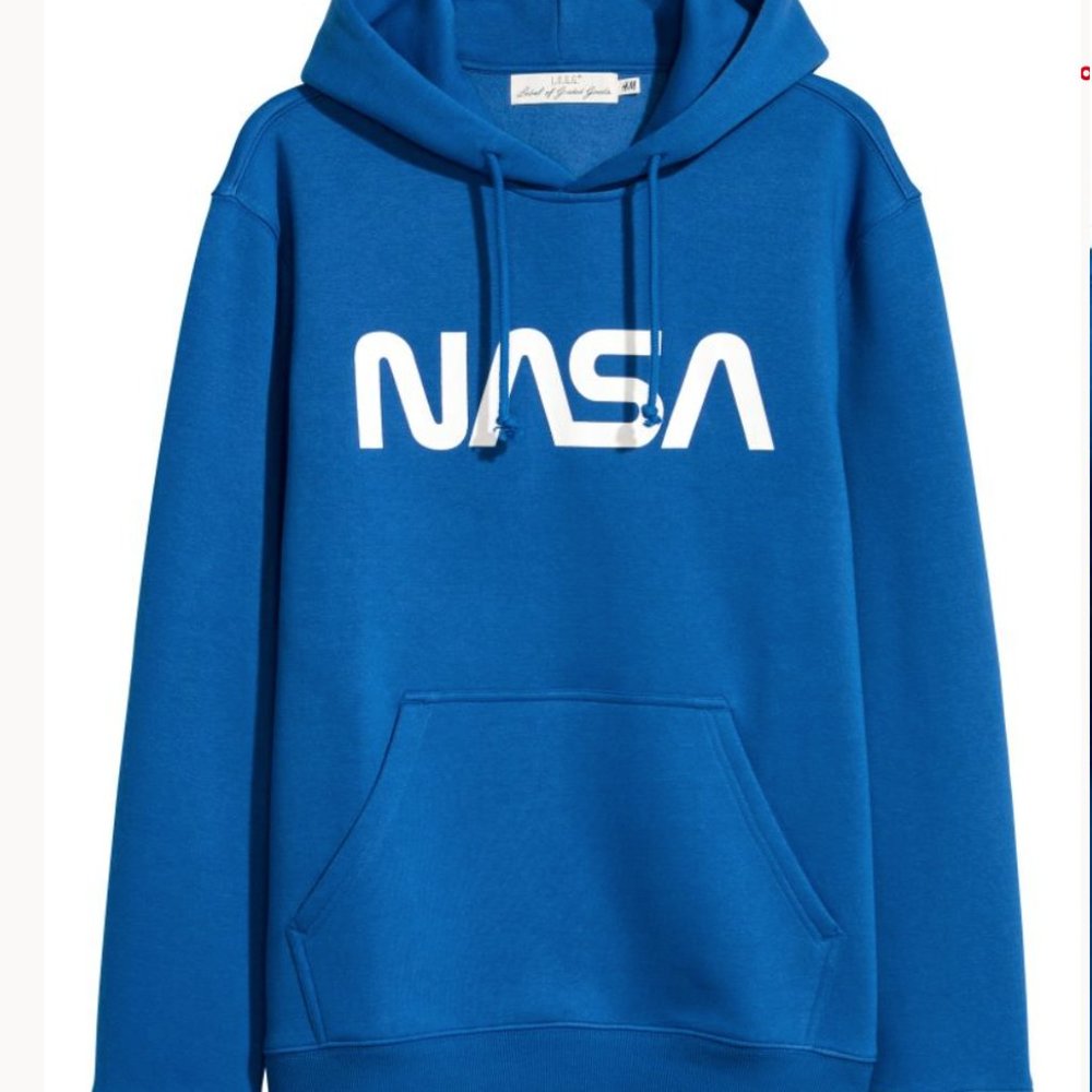 H&M Bright Blue NASA Mens Hoodie Small